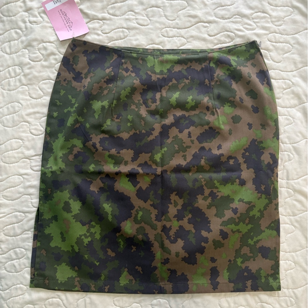 Camo Print Slitted Skirt